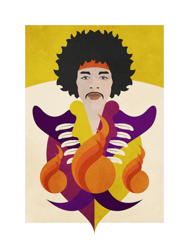 Jimi Hendrix ©Nico Murri - poster, print, illustration